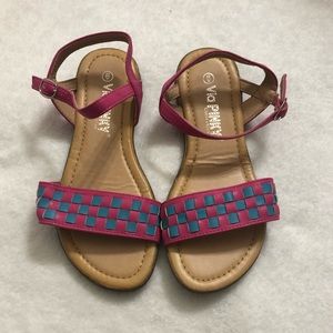 Pink and blue sandals